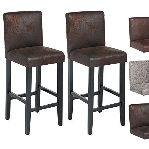 WOLTU-Lot-de-2-Tabouret-de-Bar-Aspect-Cuir-AntiqueJambes-Noir-en-Bois-Massif975-0-0