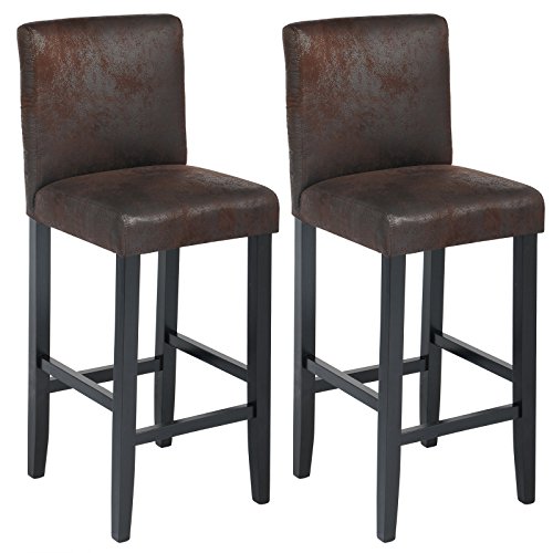 WOLTU-Lot-de-2-Tabouret-de-Bar-Aspect-Cuir-AntiqueJambes-Noir-en-Bois-Massif975-0