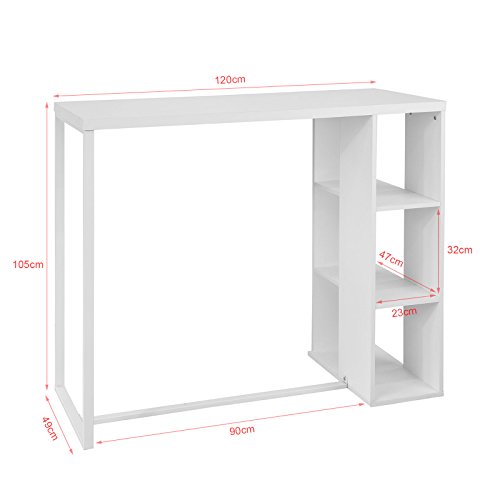 SoBuy-FWT39-W-Table-Haute-de-Bar-Table-de-Bar-Mange-Debout-Cuisine-avec-3-tagres-de-Rangements--Blanc-0-0