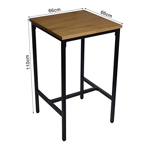 WOLTU-1-X-Table-de-Bar-Table-de-bistrot-Table--Manger-Structure-en-mtalPlateau-en-Bois-Massif66x66x110cm-LxPxH-Chne-BT12hei-0-1