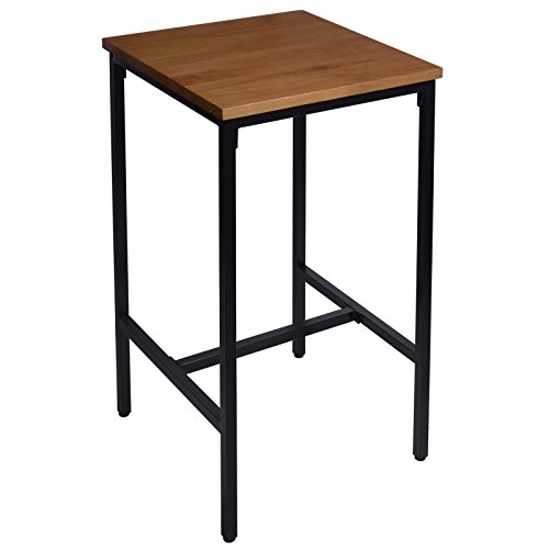 WOLTU-1-X-Table-de-Bar-Table-de-bistrot-Table--Manger-Structure-en-mtalPlateau-en-Bois-Massif66x66x110cm-LxPxH-Chne-BT12hei-0
