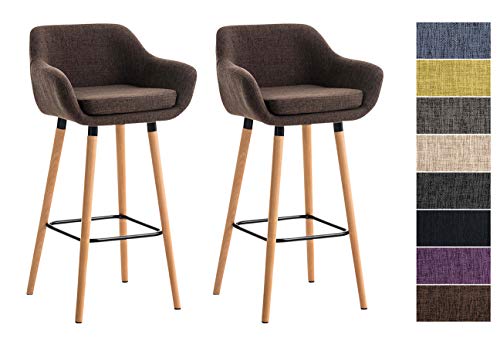 CLP-Lot-de-2-Tabourets-de-Bar-Grant-en-Tissu-I-Dossier-et-Accoudoirs-Pieds-en-Bois-Repose-Pied-en-Mtal-Tabouret-de-Bar-Industriel-Scandinave-I-Couleur-0