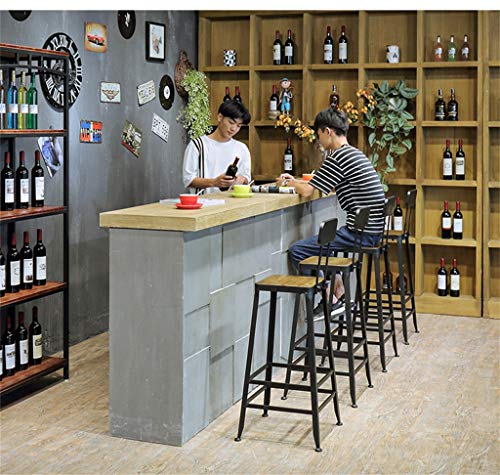 Tabourets-de-Bar-ModernesChaise-de-caf-en-Fer-Coussin-carr-en-Bois-Massif-Capacit-de-Charge-150-kg-Convient-pour-la-Salle-de-Loisirs-Restaurant-Noir-44--44--101cm-0-0