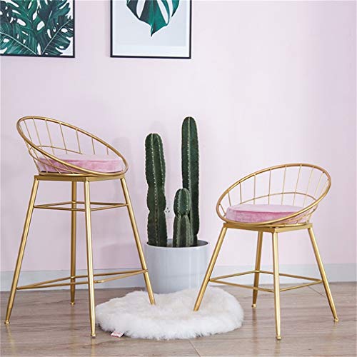 Tabourets-de-Bar-dcontractsTabouret-Haut-Simple-Coussin-Confortable-en-Velours-Cadre-en-Fer-forg-Convient-pour-la-Cuisine-Bar-Plusieurs-Options-de-Taille-Rose-0-1