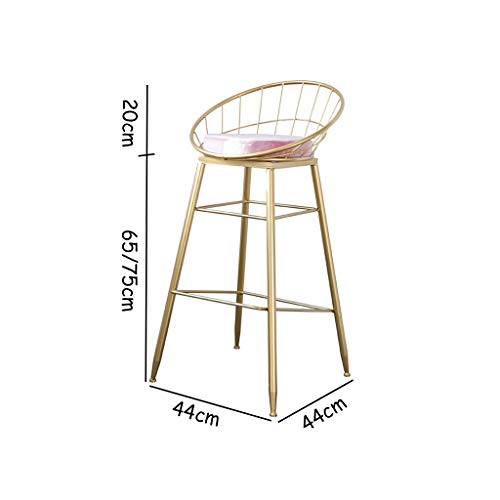 Tabourets-de-Bar-dcontractsTabouret-Haut-Simple-Coussin-Confortable-en-Velours-Cadre-en-Fer-forg-Convient-pour-la-Cuisine-Bar-Plusieurs-Options-de-Taille-Rose-0-2