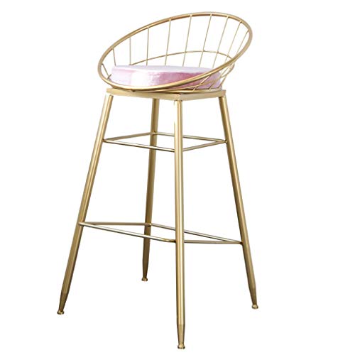Tabourets-de-Bar-dcontractsTabouret-Haut-Simple-Coussin-Confortable-en-Velours-Cadre-en-Fer-forg-Convient-pour-la-Cuisine-Bar-Plusieurs-Options-de-Taille-Rose-0