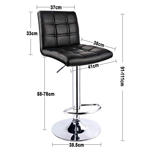 Leader-Accessories-Lot-de-2-Tabourets-de-BarDouble-Couture--laiguilleTabouret-pivotant-Rglable-et-Adjustable-pour-Bar-Comptoir-ou-Cuisine-Noir-0-2