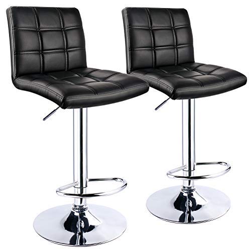Leader-Accessories-Lot-de-2-Tabourets-de-BarDouble-Couture--laiguilleTabouret-pivotant-Rglable-et-Adjustable-pour-Bar-Comptoir-ou-Cuisine-Noir-0