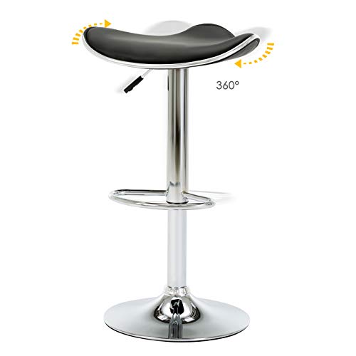 IntimaTe-WM-Heart-Lot-de-2-Tabourets-de-Bar-Rglable-en-Similicuir-Socle-et-Repose-Pieds-Chroms-Noir-0-2
