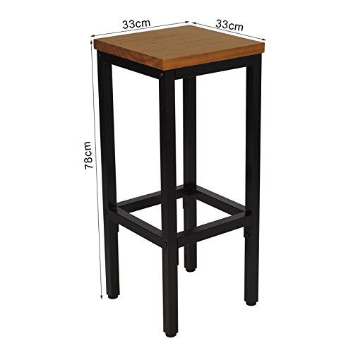WOLTU-2-X-Tabouret-de-Bar-Tabouret-Bistro-Structure-en-Acier-Stable-Surface-de-Bout-en-Bois-MassifChne-BH86hei-2-0-0