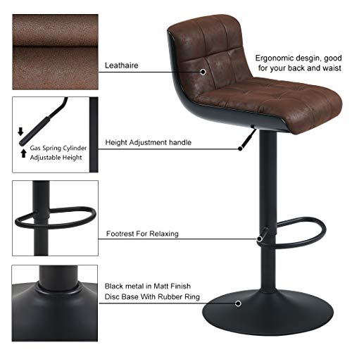 Duhome-Tabouret-de-Bar-Lot-de-2-en-Similicuir-Plastique-mlange-avec-Dossier-slection-de-Couleur--Hauteur-rglable-205-0-2