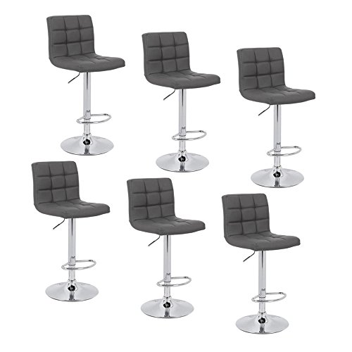 Vendeur-Pro-Tabourets-de-Bar-Lot-de-6-avec-Dossier-Hauteur-Rglable-92-114-cm-pour-Bar-Comptoir-ou-Cuisine-Gris-0
