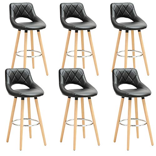 WOLTU-6-X-Tabourets-de-Bar-avec-Repose-Pieds-tabourets-de-Cuisine-Confortable-matire-en-SimilicuirLin-et-BoisBH111-6-0
