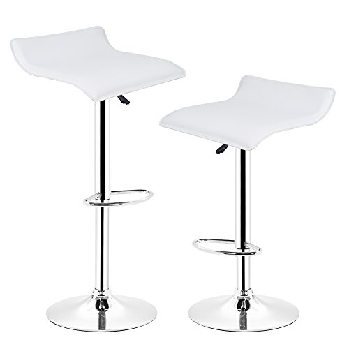 POPSPARK-Tabouret-de-Bar-Lot-de-2-Design-en-Cuir-Simili-et-Mtal-chrom-Tabourets-Rglable-Blanc-0