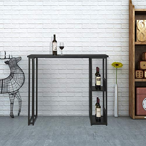 WOLTU-1467-Table-de-Bar-Table-de-Bistrot-Table-de-comptoir-avec-2-tablettes-Structure-en-mtal-Plateau-en-MDF120x50x105cm-0-0