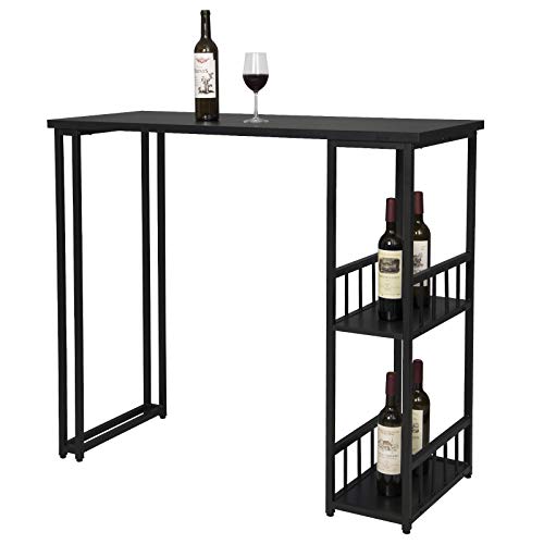 WOLTU-1467-Table-de-Bar-Table-de-Bistrot-Table-de-comptoir-avec-2-tablettes-Structure-en-mtal-Plateau-en-MDF120x50x105cm-0-2