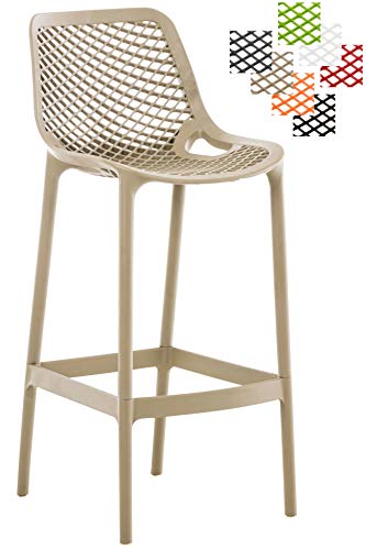 CLP-Tabouret-De-Bar-Extrieur-Air-I-Chaise-Haute-de-Jardin-en-Plastique-Dossier-Et-Repos-Pieds-Confortables-I-Hauteur-Assise-75-cm-0