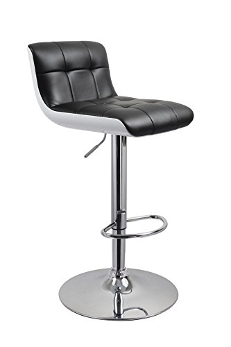 Duhome-0679-Lot-de-2-tabourets-de-Bar-en-Plastique-et-Cuir-synthtique--Hauteur-rglable-NoirBlanc-0
