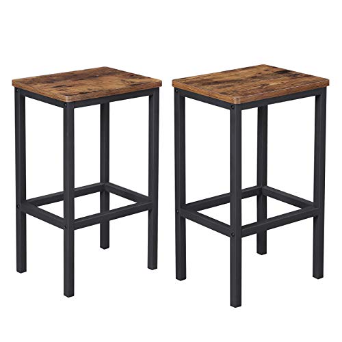 VASAGLE-Lot-de-2-Chaises-de-Bar-Tabourets-Hauts-de-Style-Industriel-pour-Cuisine-Salle--Manger-Salon-Marron-Rustique-LBC65X-0