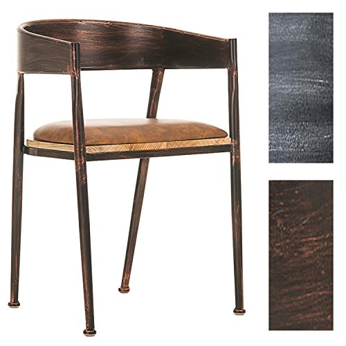 CLP-Chaise-de-Bar-Design-Industriel-Belvedere-I-Tabouret-de-Bar-Style-Industriel-Assise-Rembourre-Accoudoirs-et-Dossier-I-Chaise-de-Bistro-Pieds-en-Bois-I-Couleur-0