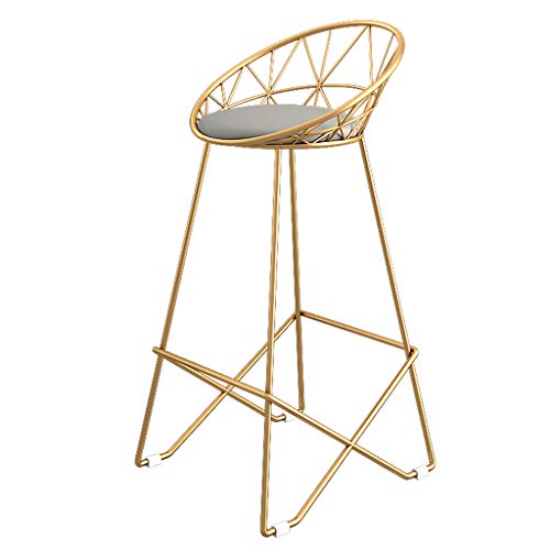 Gsej-Tabourets-Tabouret-de-Bar-en-Fer-forg-dor-Moderne-avec-Dossier-tabourets-Hauts-Chaise-de-Salle--Manger-Coussin-en-Cuir-Gris-de-Haute-qualit-Confortable-Convient--la-Cuisine-Bar-caf-2-0