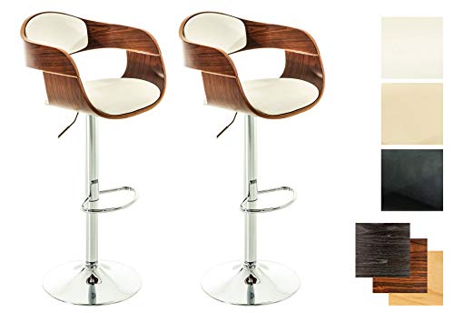 CLP-Lot-de-2-Tabourets-de-Bar-Kingston-Similicuir-I-Set-2-Tabourets-de-Bar-Rglable-en-Hauteur-avec-Dossier-et-Repose-Pied-Ergonomique-I-Couleur-0