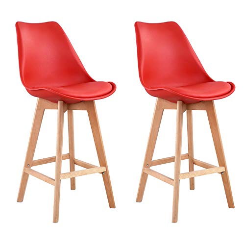 Happy-Garden-Lot-de-2-tabourets-scandinaves-Sven-Rouge-avec-Coussin-0