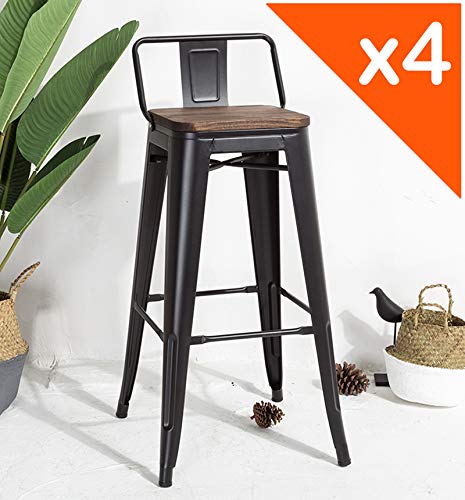 KOSMI-Lot-de-4-Tabourets-de-bar-en-mtal-noir-mat-et-assise-en-bois-fonc-avec-dossier-chaise-de-bar-Tabouret-mtal-et-bois-haut-hauteur-76cm-parfait-pour-table-de-100-cm-et-plus-0