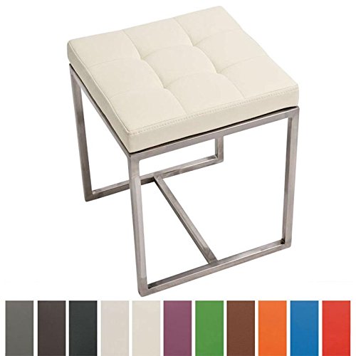 CLP-Tabouret-Bas-BARCI-Design-Moderne-en-Similicuir-I-Rembourrage-De-5-cm-avec-Hauteur-Assise-48-cm-I-Support-en-Acier-Inoxydable-I-Patins-Antidrapants-0