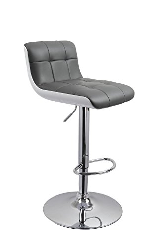 Duhome-0665-Lot-de-2-tabourets-de-Bar-en-Plastique-et-Cuir-synthtique--Hauteur-rglable-GrisBlanc-0-0