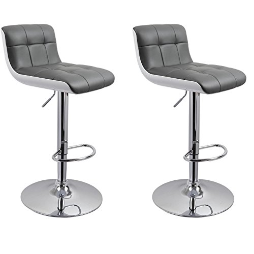 Duhome-0665-Lot-de-2-tabourets-de-Bar-en-Plastique-et-Cuir-synthtique--Hauteur-rglable-GrisBlanc-0