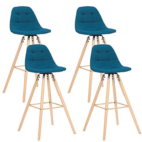 IDMarket-Lot-de-4-tabourets-de-Bar-Gaby-Bleus-en-Tissu-0