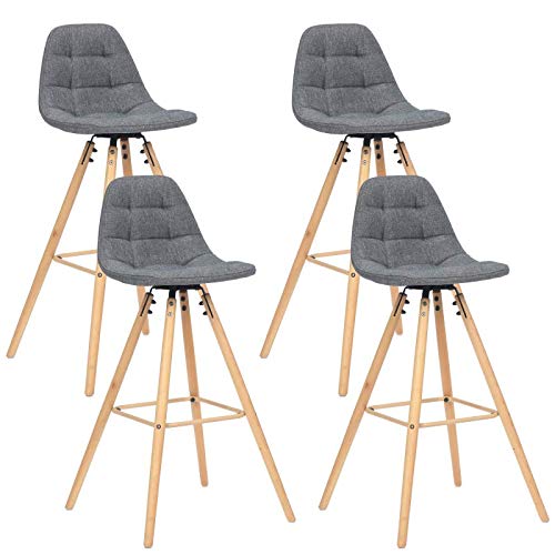 IDMarket-Lot-de-4-tabourets-de-Bar-Gaby-Gris-en-Tissu-0
