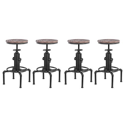 IKAYAA-4-Tabouret-de-Bar-Industriel-Vintage-en-Bois-Hauteur-Rglable-Bois-de-pin-Acier-Sige-Rond-0