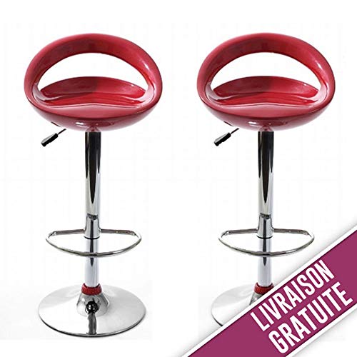 Inconnu-Tabouret-de-Bar-Snack-Rouge-Lot-de-2-0