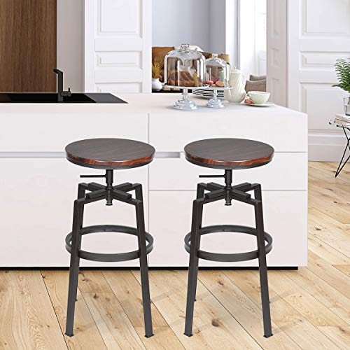 Lot-de-2-Tabourets-de-Bar-Chaise-De-Bar-Industriel-Tabouret-de-Bar-Hauteur-Rglable-en-Bois-de-Mtal-Design-Bistro-Pub-Chaise-avec-Repose-Pieds-Pitement-en-Fer-Pivotant--360-0-0