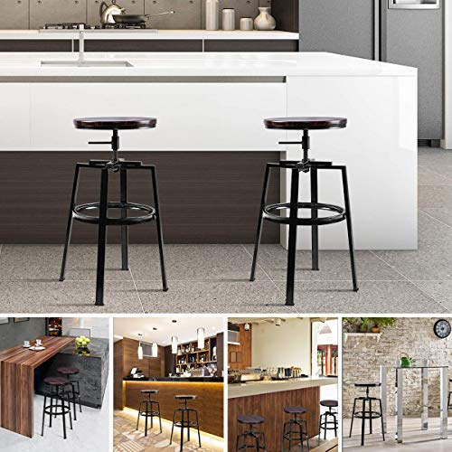 Lot-de-2-Tabourets-de-Bar-Chaise-De-Bar-Industriel-Tabouret-de-Bar-Hauteur-Rglable-en-Bois-de-Mtal-Design-Bistro-Pub-Chaise-avec-Repose-Pieds-Pitement-en-Fer-Pivotant--360-0-2