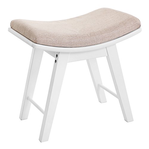 SONGMICS-Tabouret-de-Coiffeuse-Moderne-Pieds-en-hva-Tabouret-de-Maquillage-Coussin-Douillet-Assise-rembourre-et-incurve-Couleur-Blanche-RDS51W-0