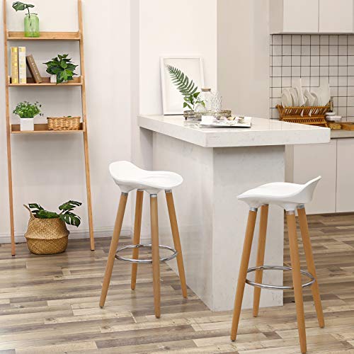 SONGMICS-Tabourets-de-Bar-Lot-de-2-Pieds-en-Bois-de-htre-Hauteur-de-lAssise-73-cm-Assise-en-Plastique-ABS-Blanc-LJB20W-0-0