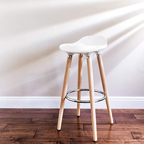SONGMICS-Tabourets-de-Bar-Lot-de-2-Pieds-en-Bois-de-htre-Hauteur-de-lAssise-73-cm-Assise-en-Plastique-ABS-Blanc-LJB20W-0-1