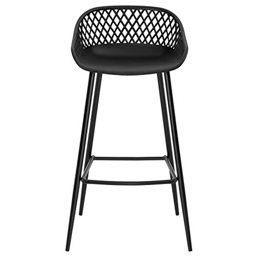 IDIMEX-Lot-de-2-tabourets-de-Bar-IREK-Chaise-Haute-pour-Cuisine-ou-comptoir-au-Design-Retro-avec-accoudoirs-Coque-en-Plastique-Noir-et-4-Pieds-en-mtal-Noir-0-1