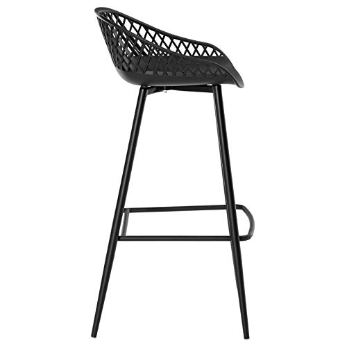 IDIMEX-Lot-de-2-tabourets-de-Bar-IREK-Chaise-Haute-pour-Cuisine-ou-comptoir-au-Design-Retro-avec-accoudoirs-Coque-en-Plastique-Noir-et-4-Pieds-en-mtal-Noir-0-2