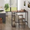 VASAGLE-Table-Haute-Table-de-Bar-Rectangulaire-avec-3-tagres-Structure-en-Fer-Stable-pour-Cuisine-Salle–Manger-109-x-60-x-100-cm-Montage-Facile-Marron-Rustique-LBT11X-0-1