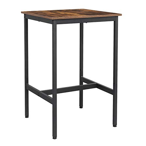 VASAGLE-Table-Haute-Table-de-Bar-carre-Cadre-en-Acier-Robuste-60-x-60-x-90-cm-Montage-Facile-pour-Cuisine-Salon-Style-Industriel-Marron-Rustique-et-Noir-LBT25X-0