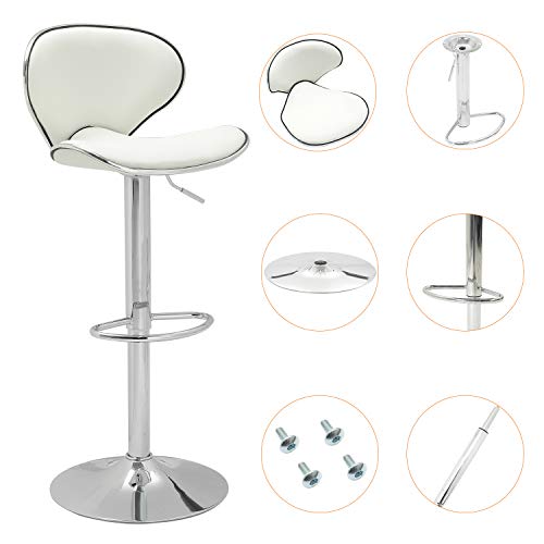 DICTAC-Pivotant-Tabouret-de-Bar-rglable-Tabouret-Bar-lot-2-Cuir-Blanc-Tabouret-de-Bar-Industriel-avec-Dossier-Cuisine-Tabouret-Bar-Rotatif-0-2