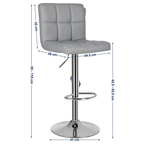 SONGMICS-Tabouret-de-Bar-Lot-de-2-Chaise-Hauteur-rglable-Revtement-en-PU-Rotatif-sur-360-avec-Dossier-et-Repose-Pieds-Pitement-chrom-Gris-LJB64G-38-x-445-x-95-115-cm-0-0