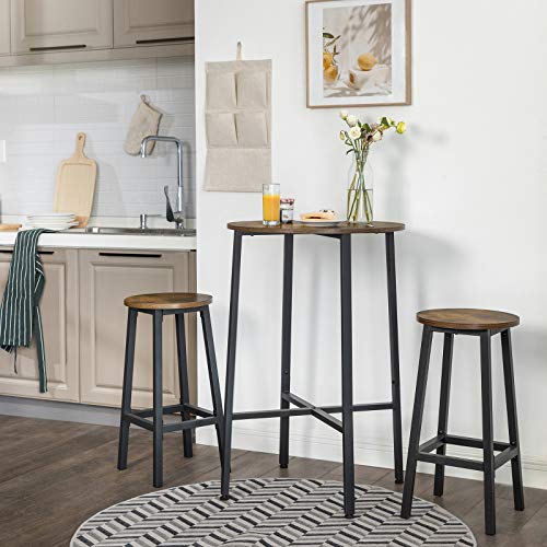 VASAGLE-Table-Haute-Table-de-Bar-Ronde-Structure-en-Acier-Robuste-60-x-H90-cm-Montage-Facile-pour-Cuisine-Salle--Manger-Salle-de-sjour-Style-Industriel-Marron-Rustique-et-Noir-LBT60X-0-2
