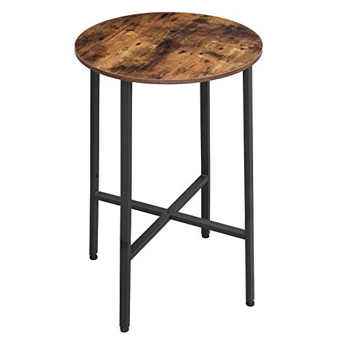 VASAGLE-Table-Haute-Table-de-Bar-Ronde-Structure-en-Acier-Robuste-60-x-H90-cm-Montage-Facile-pour-Cuisine-Salle--Manger-Salle-de-sjour-Style-Industriel-Marron-Rustique-et-Noir-LBT60X-0