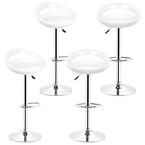 POPSPARK-Lot-de-4-tabourets-de-Bar-ABS-Plastique-rglable-en-Hauteur-81-cm-101-cm-Chaise-de-Bar-Blanc-0