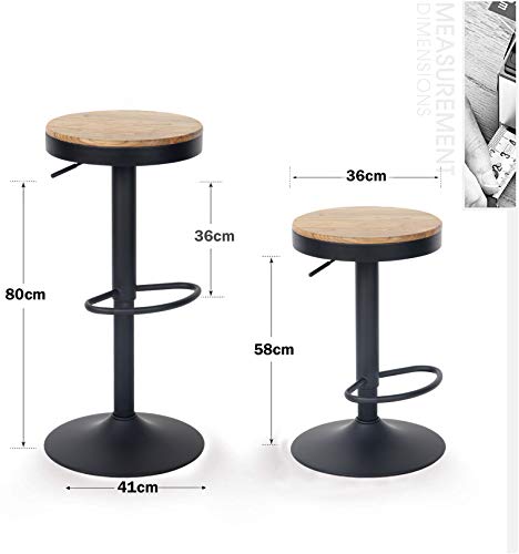 YOUNIKE-Tabouret-de-Bar-en-Bois-rglable-en-Hauteur-Hauteur-rglable-Tabouret-de-Bar-Simple-avec-Dossier-Chaise-de-Bar-Vintage-Rustique-pivotant-pour-Jardin-Capacit-180-kg-Lot-de-2-Noir-0-0